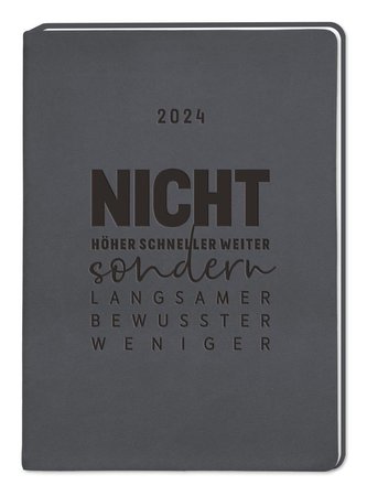 Terminplaner A5 Lederlook 2024 Schwarz