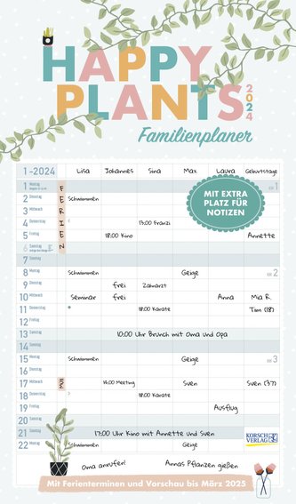 Familienplaner Happy Plants 2024