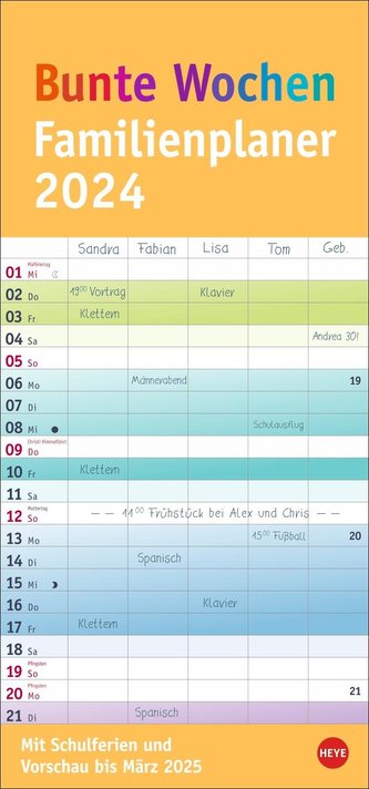 Bunte Wochen Familienplaner 2024