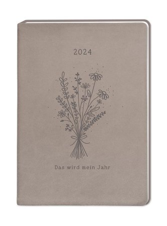 Terminplaner Lederlook 2024 Taupe