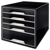 Zásuvkový box "Cube", černá, 5 zásuvek, plast, LEITZ
