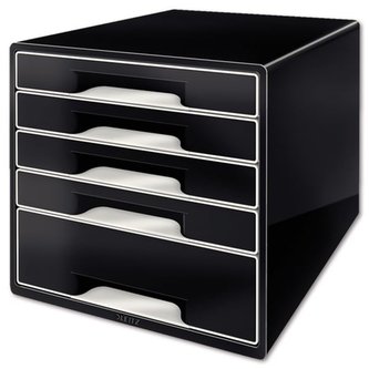Zásuvkový box "Cube", černá, 5 zásuvek, plast, LEITZ