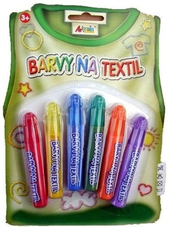 Barvy na textil základní 6ks na kartě 15x20cm