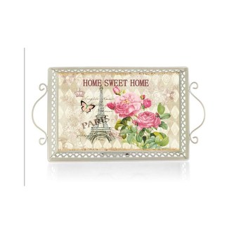 HOME DECOR Podnos plechový HOME SWEET 41 x 23 x 4,5/9 cm