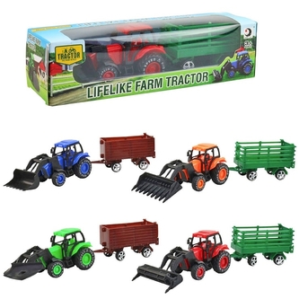 Traktor s nástrojem  a vlečkou