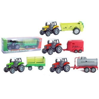 Traktor kovový s přívěsem