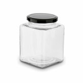 dóza 0,50l BELO čtverc.-sklo, víčko TO   černé, kov