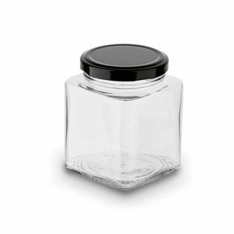 dóza 0,30l BELO čtverc.-sklo, víčko TO   černé, kov