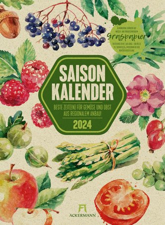 Saisonkalender - Obst & Gemüse - Graspapier-Kalender 2024