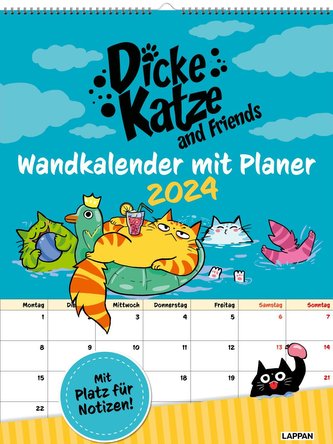 Dicke Katze and Friends - Wandkalender mit Planer 2024