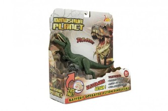 Dinosaurus plast 26cm na baterie se zvukem se světlem 2 druhy v krabici 24x25x9cm