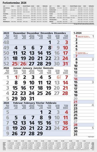 3-Monats-Planer Combi Blau 2024