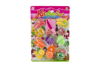 Ovoce a zelenina krájecí plast s prkénkem a nožem 10ks na kartě