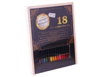 Grafix Barevné pastelky v dřevěném boxu 18 ks