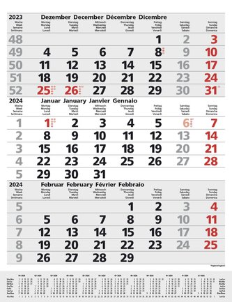 3-Monats-Planer Comfort Grau 2024