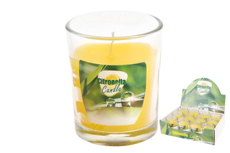Citronella svíčka proti komárům ve skle 7x8 cm, vosk 130 g