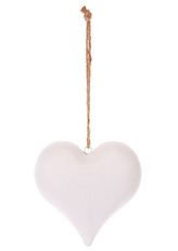 Srdíčko, kovová dekorace na zavěšení, antik bílá barva.