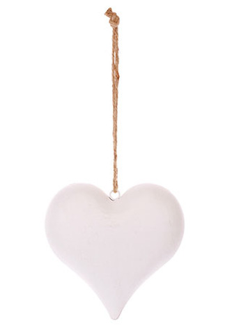 Srdíčko, kovová dekorace na zavěšení, antik bílá barva.