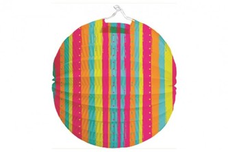 Lampion průměr 21cm pruhovaný v sáčku (bez hůlky) karneval
