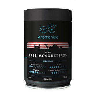 Káva Aromaniac Peru Tres Mosqueteros - zrnková, dóza. 250 g