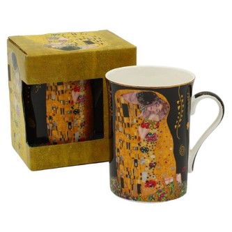 HOME ELEMENTS Hrnek 300 ml, Klimt Polibek tmavý