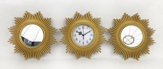 Plastový nástěnný set - hodiny a zrcadla Ø25cm - sada 3ks, 1/20