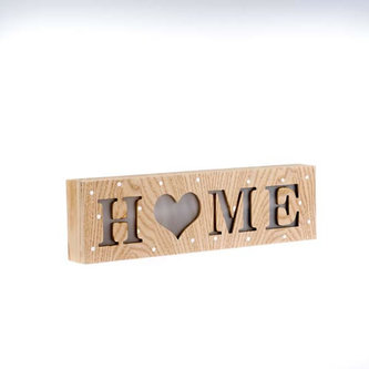 Dřevěná závěsná dekorace HOME - svítící