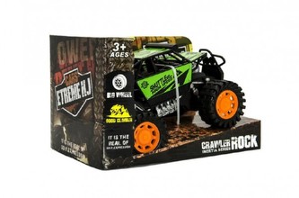 Auto terénní velká kola plast 20cm na setrvačník 2 barvy v krabici 25x15x15cm