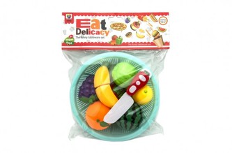 Ovoce a zelenina krájecí plast v košíku 18cm 2 druhy v sáčku