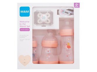 MAM Welcome To The World Set kojenecká láhev Anti-Colic 160 ml 2 ks + kojenecká láhev Anti-Colic 260 ml 1 ks + dudlík Start 1 ks + stužka na dudlík 1 ks