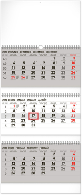 3měsíční kalendář standard skládací 2024 - nástěnný kalendář