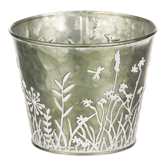 Obal na květiny kovový - barva zelená.