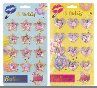 Samolepky 3D s třpytkami Besties 12 ks