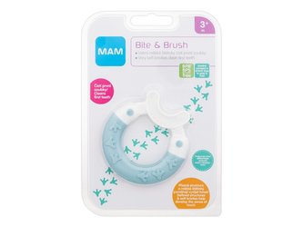 MAM Bite & Brush Zubní kartáček Teether 1 ks 3m+ Turquoise pro děti