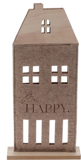 Plstěný domek na dřevěné podložce 28x15x4 cm tmavě hnědý