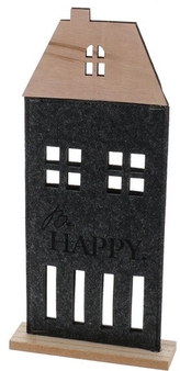 Plstěný domek na dřevěné podložce 28x15x4 cm tmavě šedý