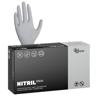 Rukavice jednorázové nitrilové nepudrované IDEAL S, šedé