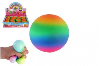 Míček antistresový mačkací sliz 6cm duhový 12ks v boxu