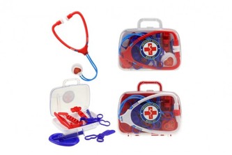Sada doktor/lékař plast 2 barvy v plastovém kufříků 17,5x15x5cm
