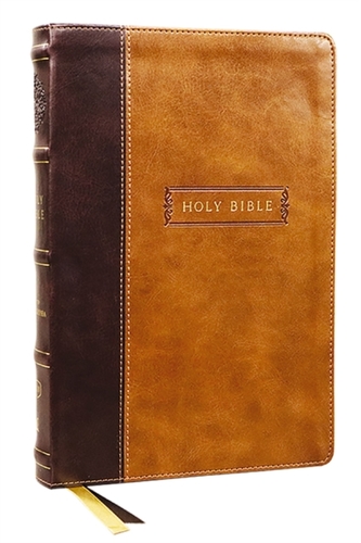 KJV, Center-Column Reference Bible with Apocrypha, Leathersoft, Brown, 73,000 Cross-References, Red Letter, Comfort Prin
