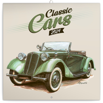Kalendář 2024 poznámkový: Classic Cars - Václav Zapadlík,, 30 × 30 cm