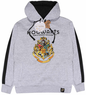 Pánská mikina Harry Potter: Hogwarts Crest (L) šedá bavlna polyester Pánská mikina Harry Potter: Hogwarts Crest (L) šedá bavlna polyester