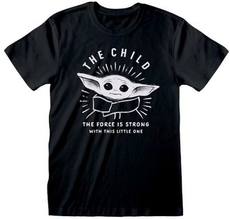 Pánské tričko Star Wars|Hvězdné války TV seriál The Mandalorian: Force Is Strong (S) černé bavlna