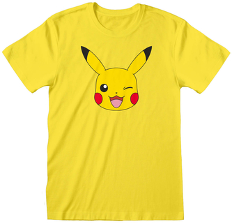 Pánské tričko Pokémon: Pikachu Face (L) žlutá bavlna