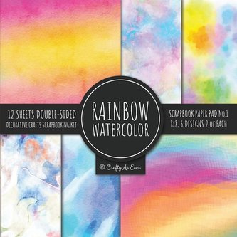 Rainbow Watercolor Scrapbook Paper Pad Vol.1 Decorative Crafts Scrapbooking Kit Collection for Card Making, Origami, Stationary,