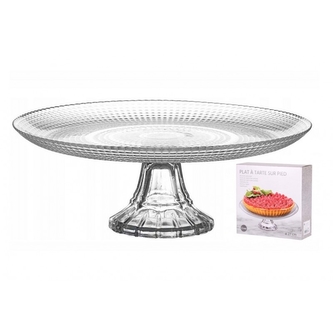 Podnos servírovací sklo ¤27cm na nožce  MAXX