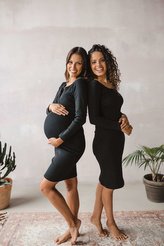 Těhotenské a kojící šaty žebrované Tummy milk & love černá - velikost M