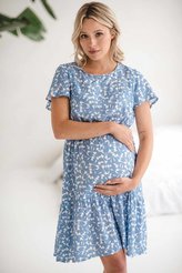 Těhotenské a kojící šaty Lovely Dress milk & love modrá - velikost L