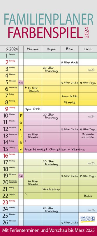 Familienplaner Farbenspiel 2024