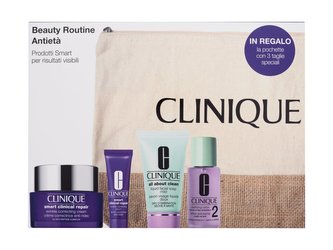 Clinique Beauty Routine pleťový krém Clinique Smart Clinical Repair Wrinkle Correcting Cream 50 ml + pleťové sérum Clinique Smart Clinical Repair Wrinkle Correcting Serum 10 ml + mýdlo na obličej All About Clean Liquid Facial Soap 30 ml + pleťová voda Cla